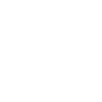 a white and black logo with a speech bubble