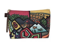 a colorful zipper pouch with a colorful design